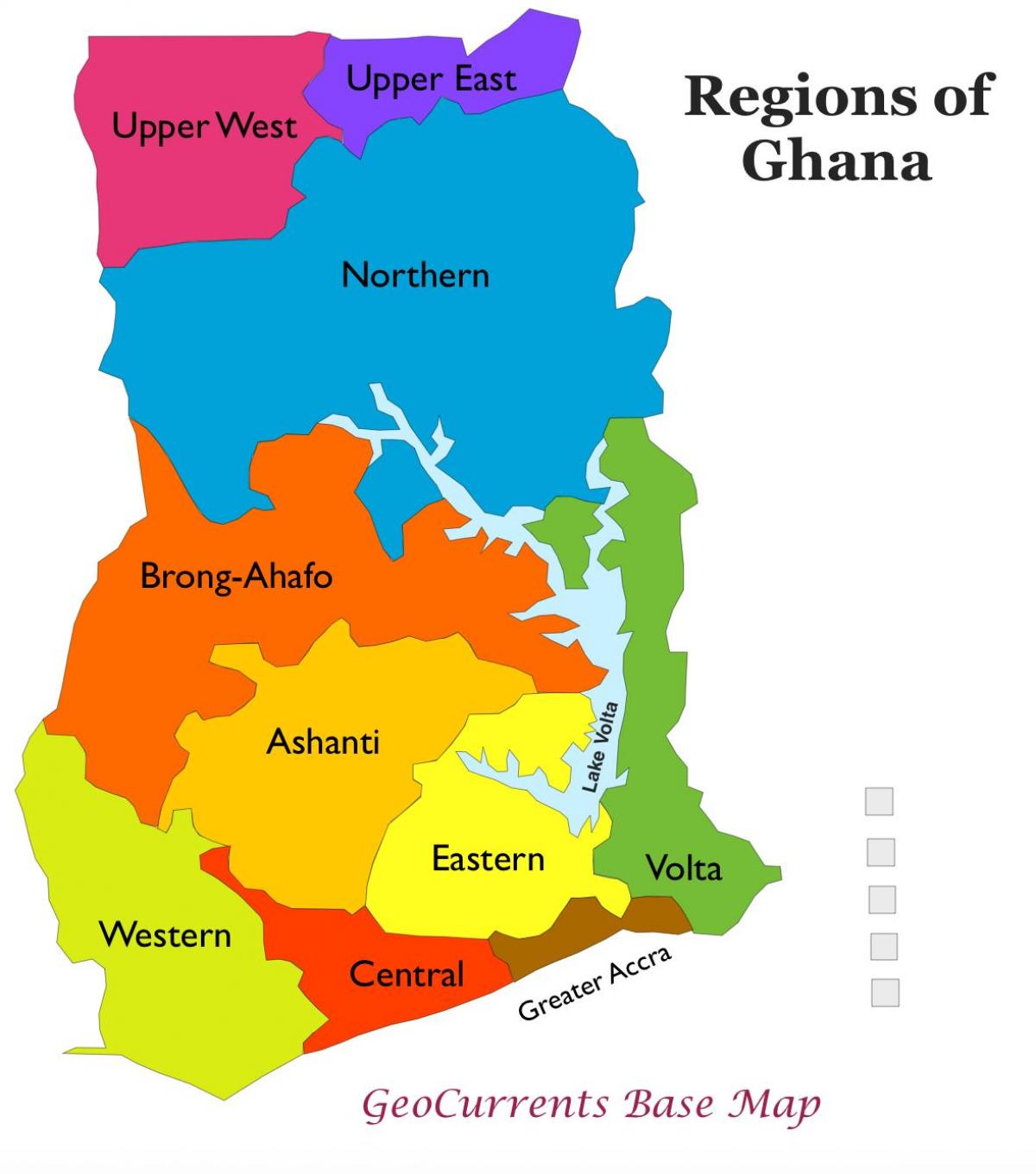 kort over ghana, der viser, regioner