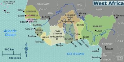 Kort over ghana, vestafrika