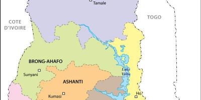 Kort over politiske ghana